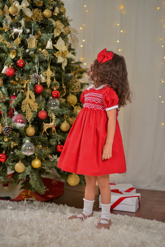 VESTIDO SMOCK ROJO NAVIDAD