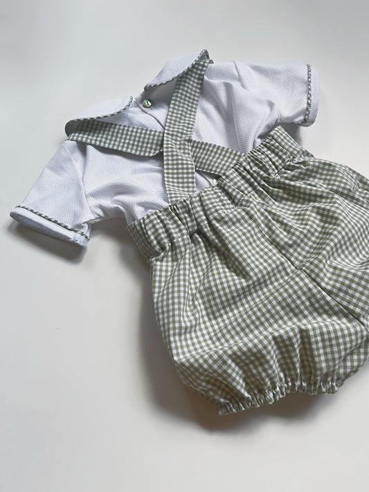 CONJUNTO BEBE CUADROS OLIVA