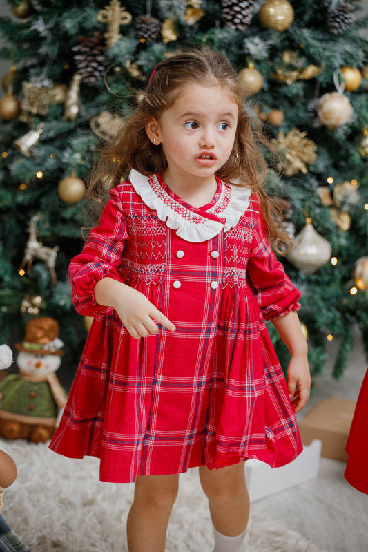 Vestido ingles cuadros rojos