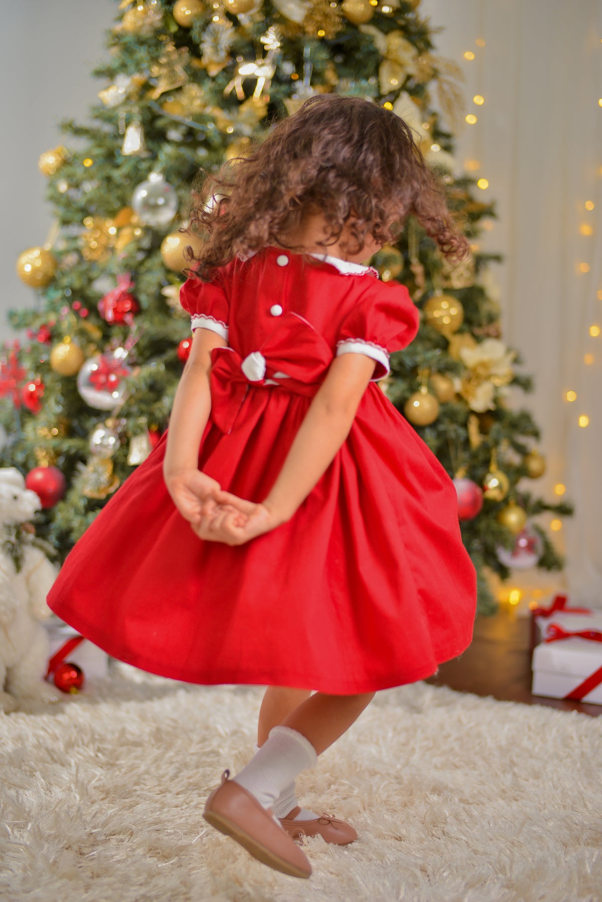 VESTIDO SMOCK ROJO NAVIDAD
