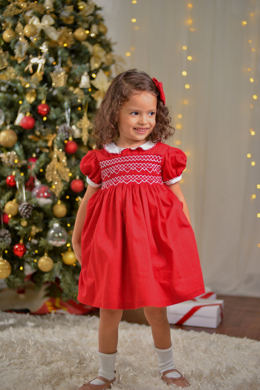 VESTIDO SMOCK ROJO NAVIDAD