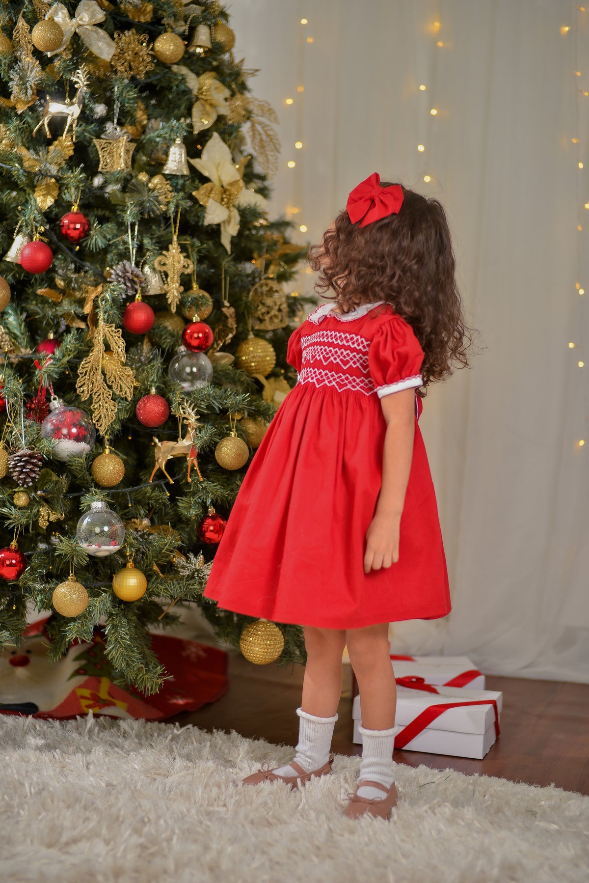 VESTIDO SMOCK ROJO NAVIDAD
