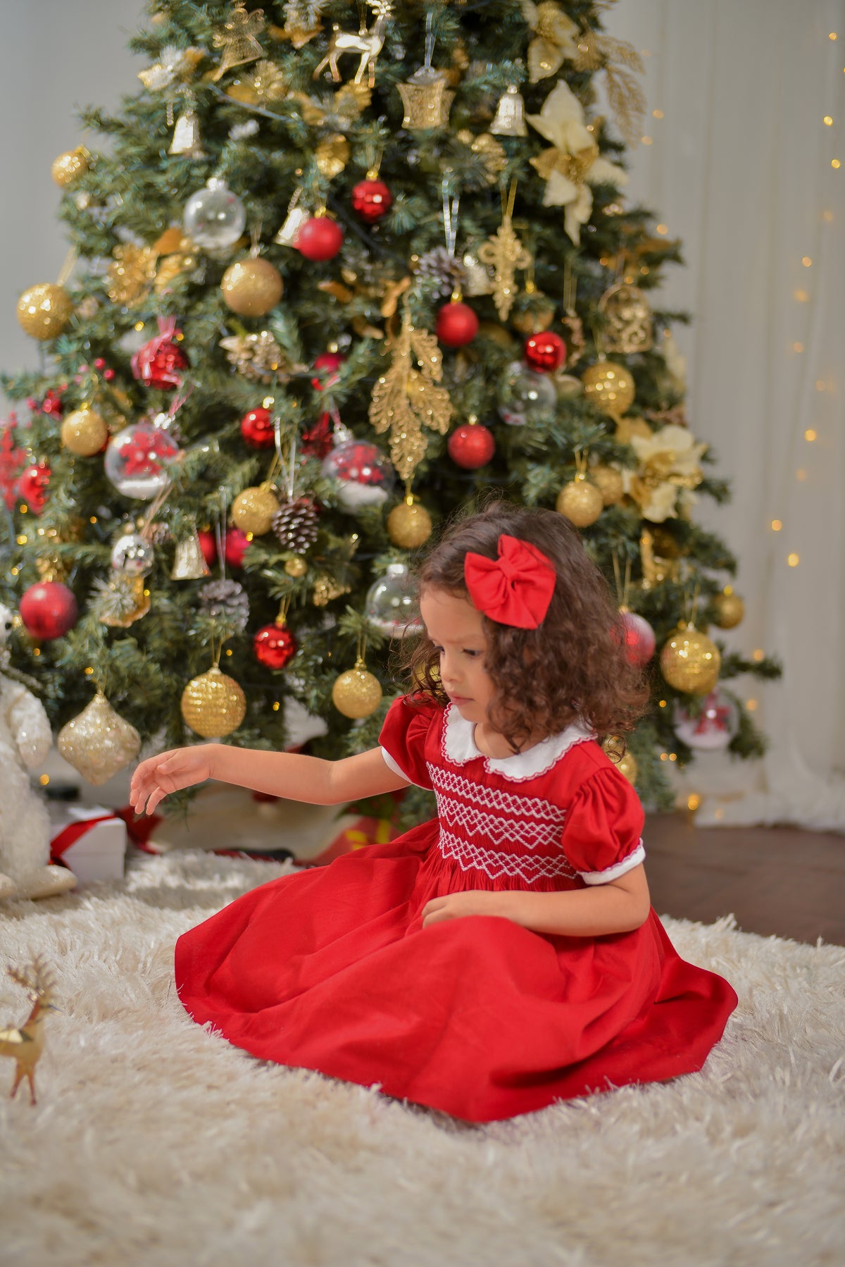 VESTIDO SMOCK ROJO NAVIDAD