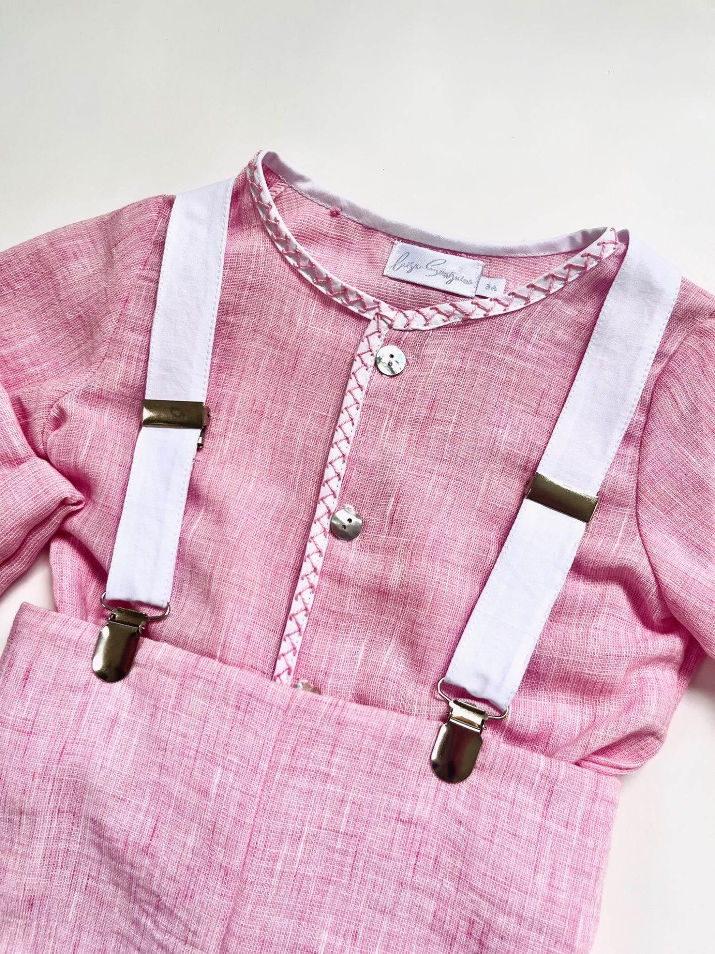 CONJUNTO NIÑO BEBE LINO ROSA