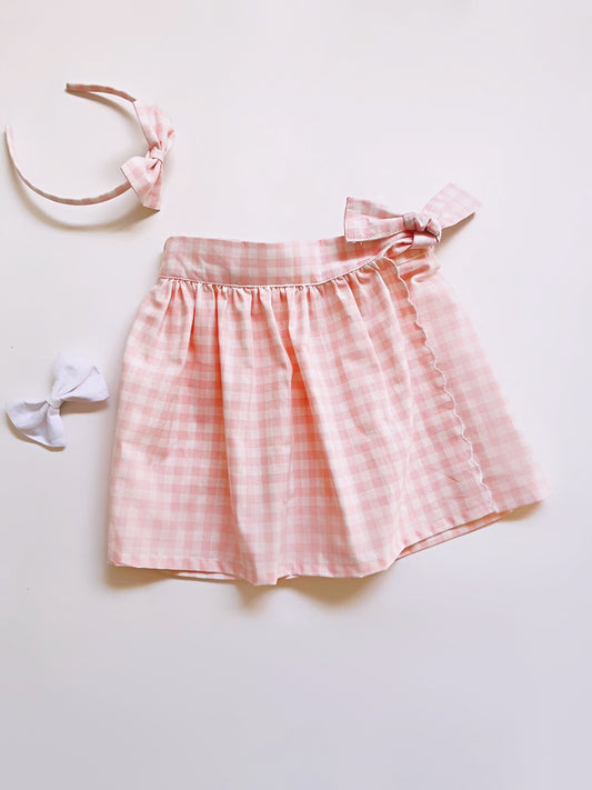 FALDA PANTALON CUADROS ROSA