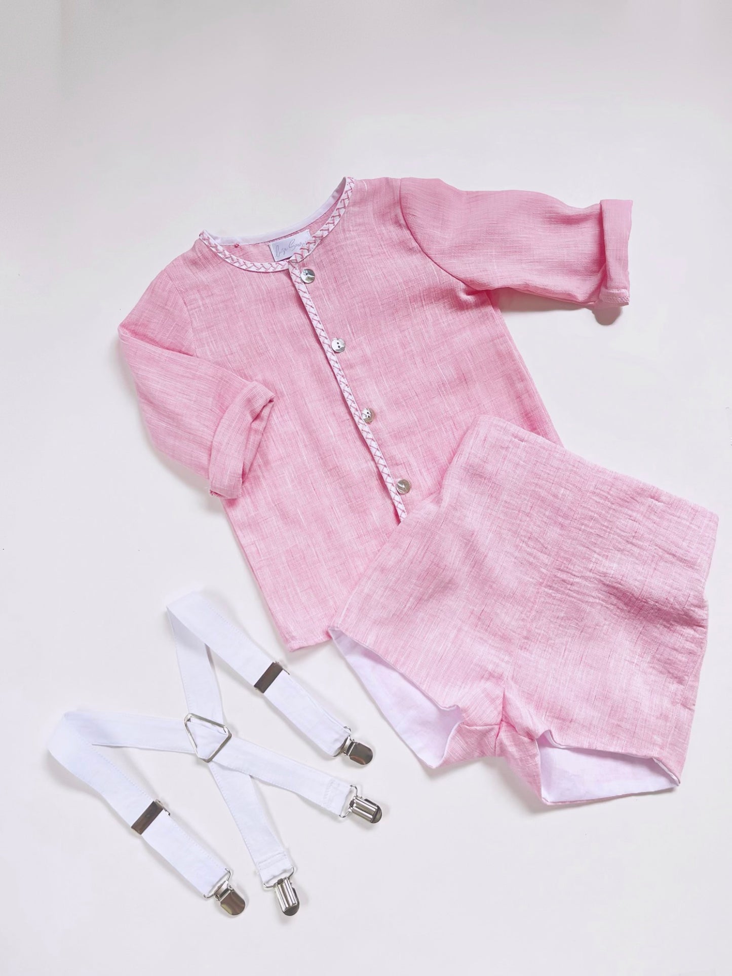 CONJUNTO NIÑO BEBE LINO ROSA