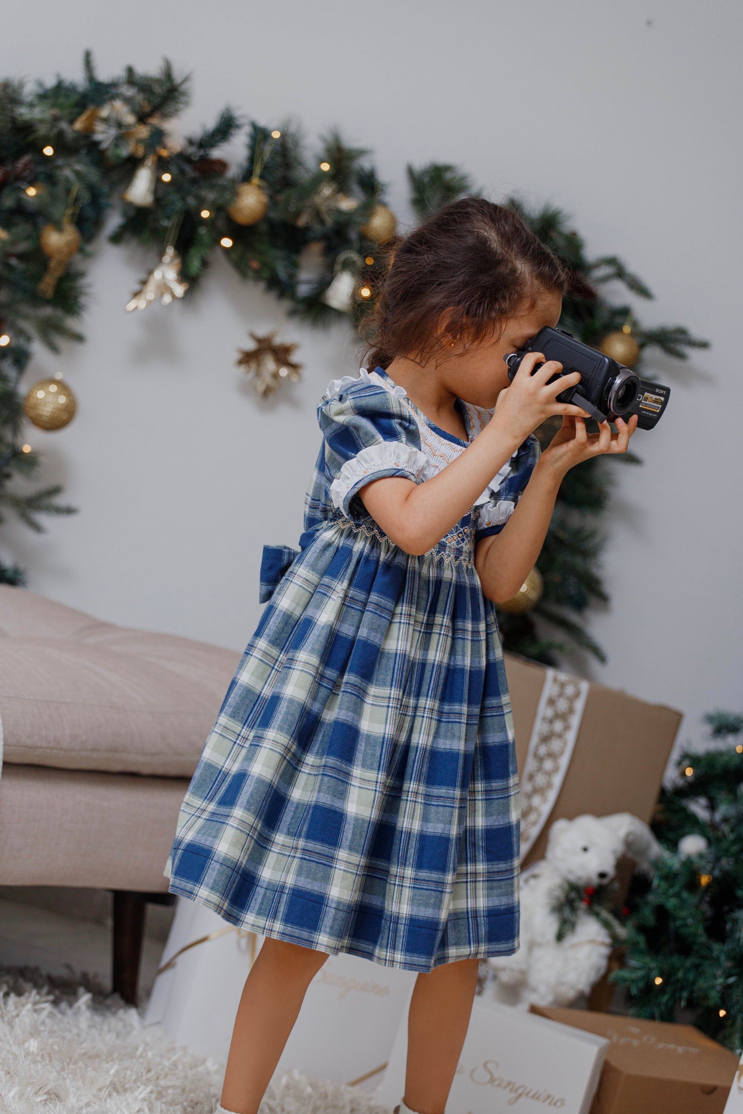 Vestido nido cuadro escoses azul