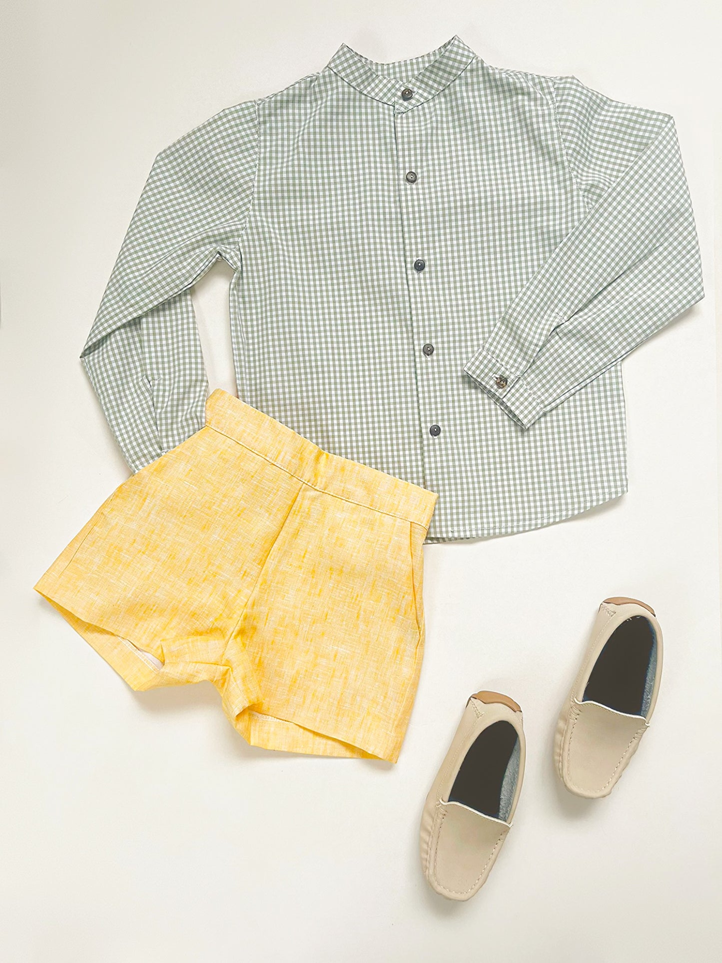 CONJUNTO CUELLO MAO CUADROS OLIVA