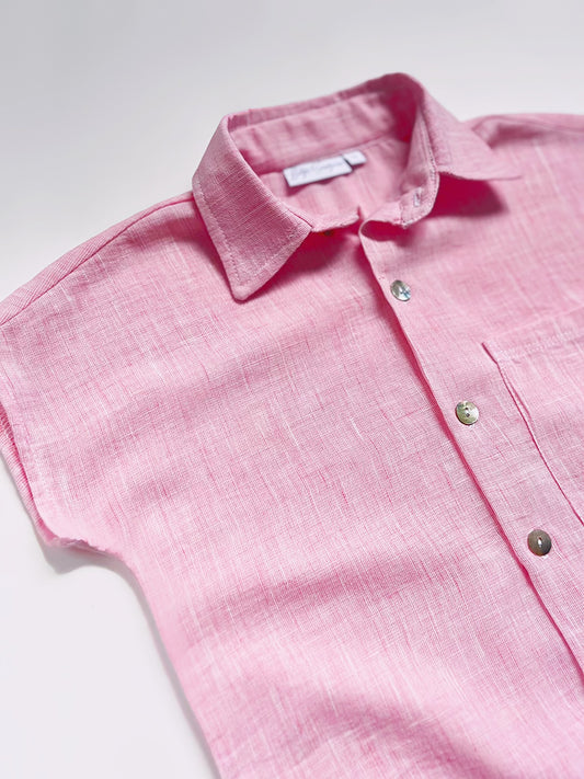 CONJUNTO NIÑO LINO ROSA