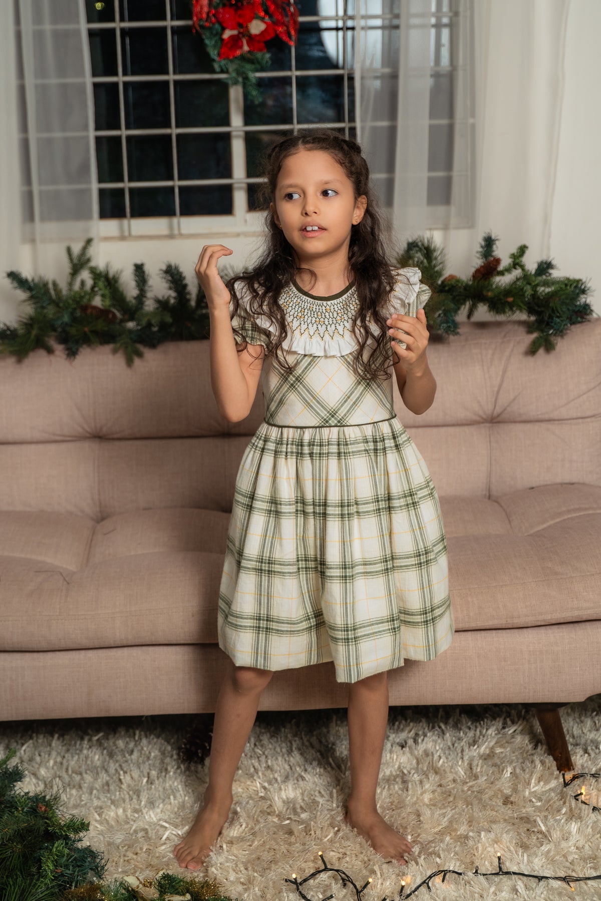 VESTIDO SMOCK TARTÁN PINO