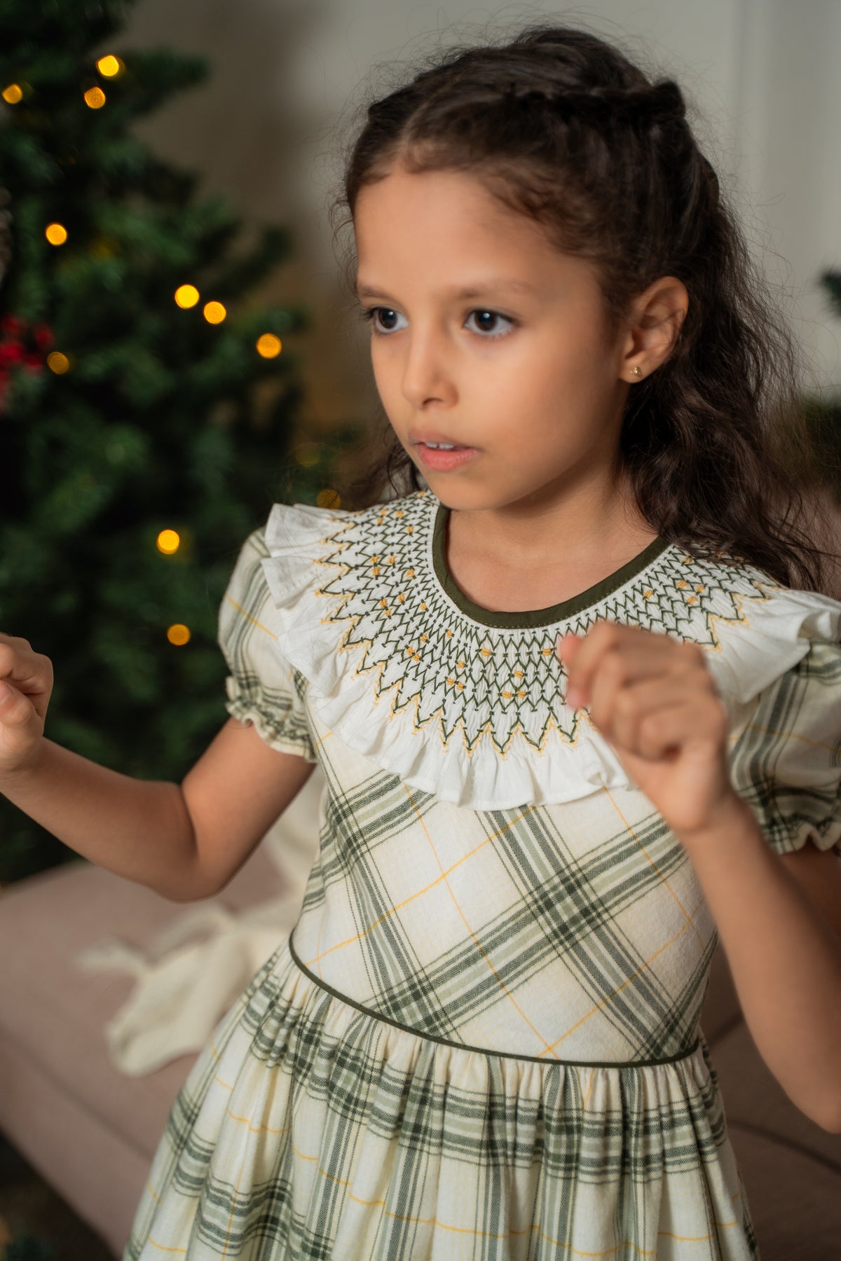 VESTIDO SMOCK TARTÁN PINO