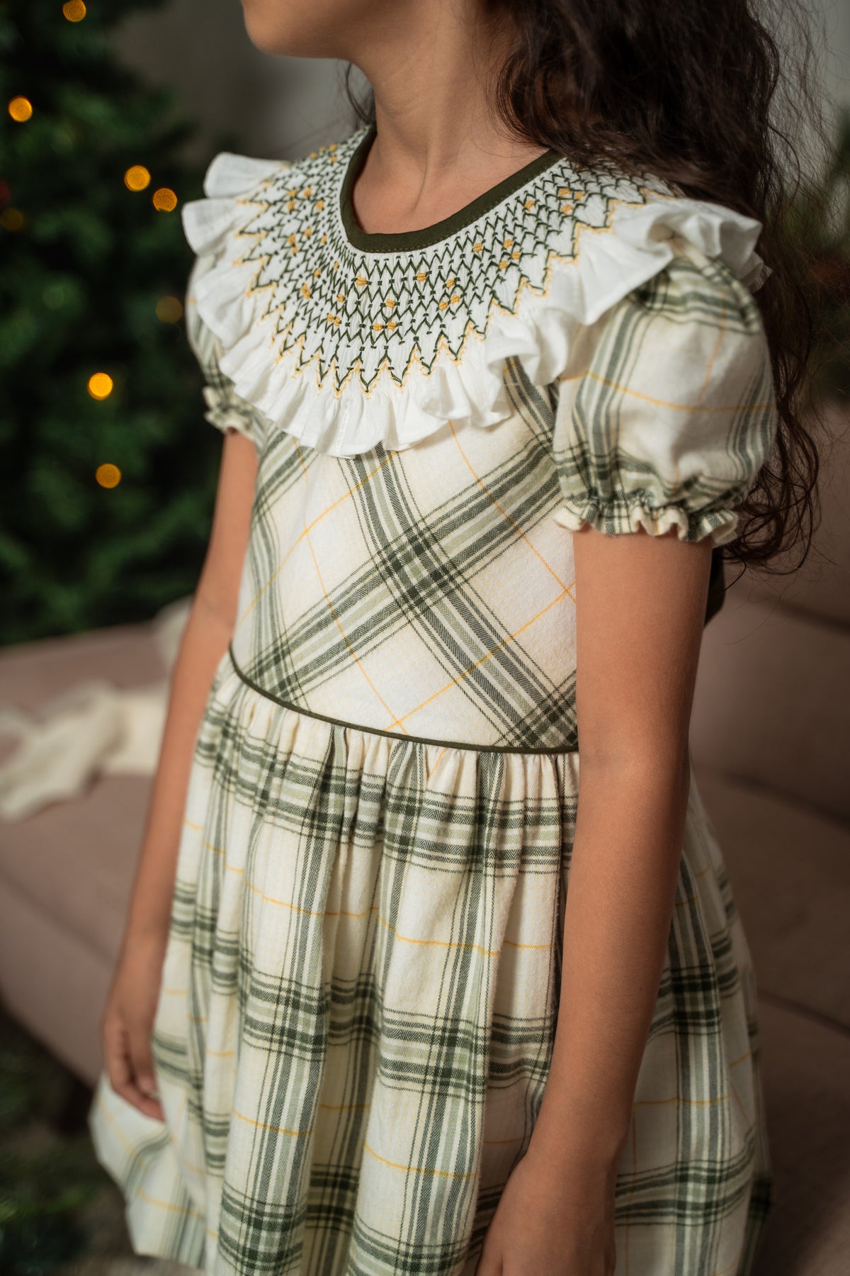 VESTIDO SMOCK TARTÁN PINO
