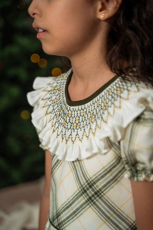 VESTIDO SMOCK TARTÁN PINO