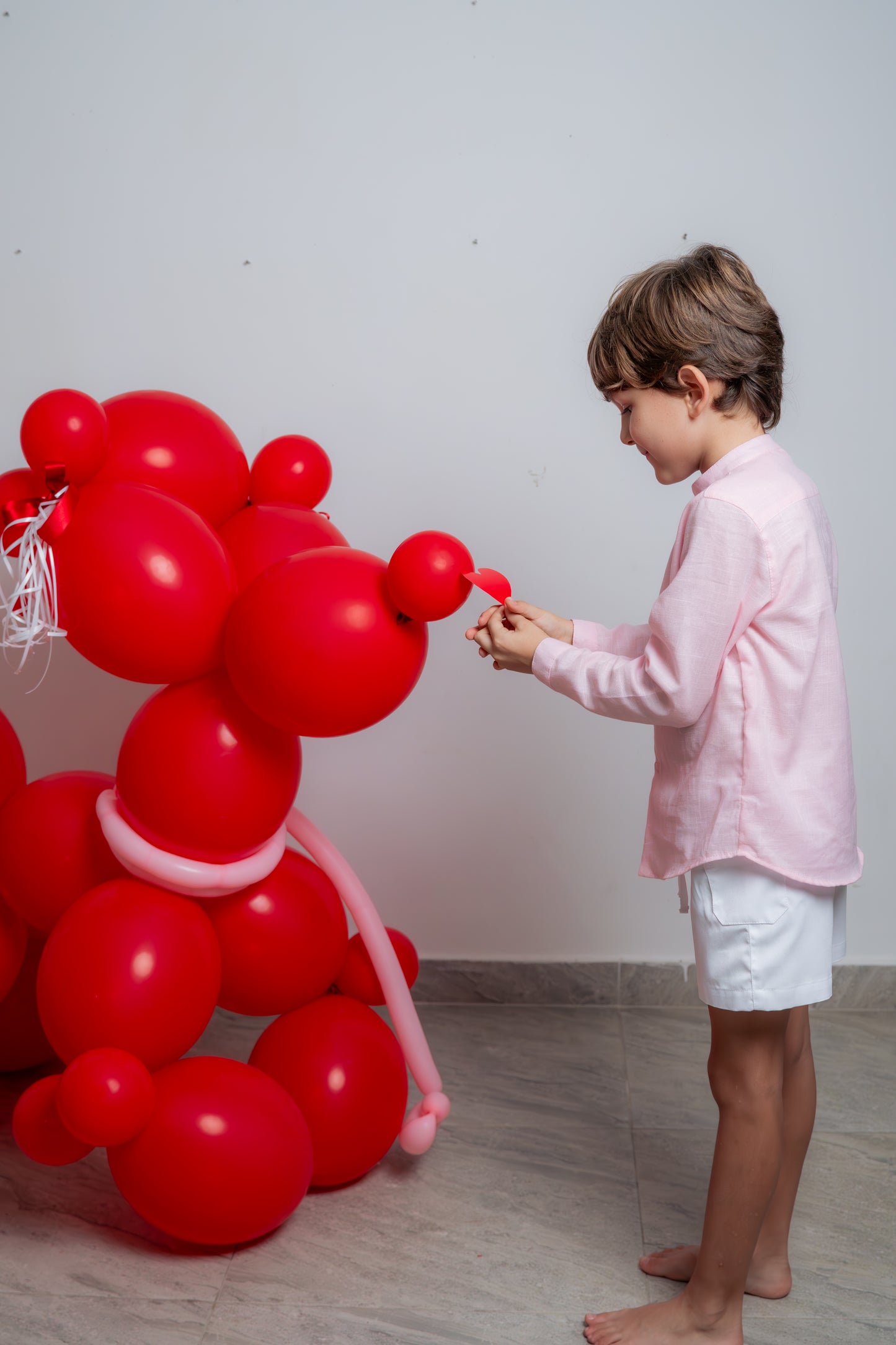 Camisa cuello mano lino rosa