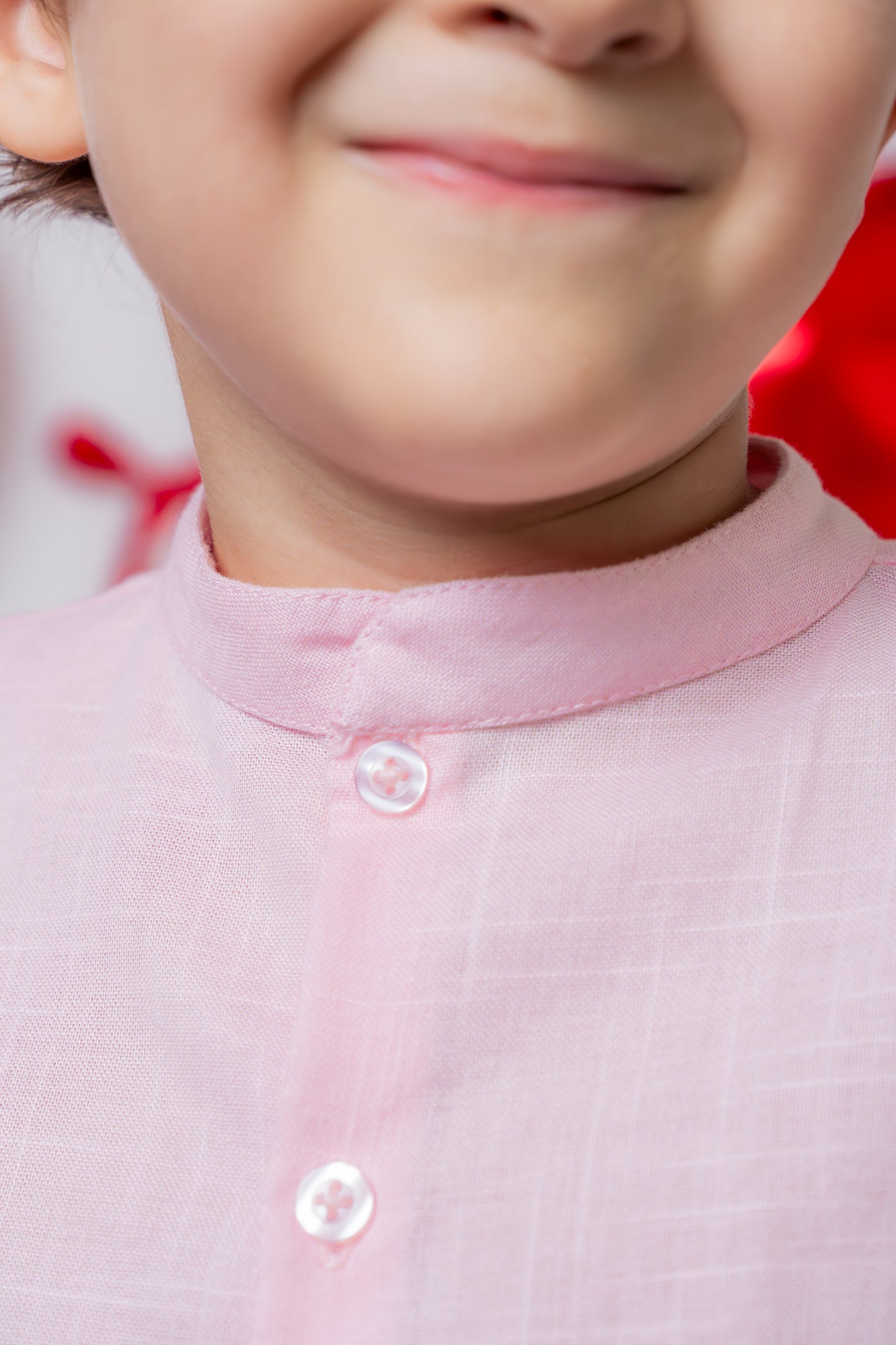 Camisa cuello mano lino rosa