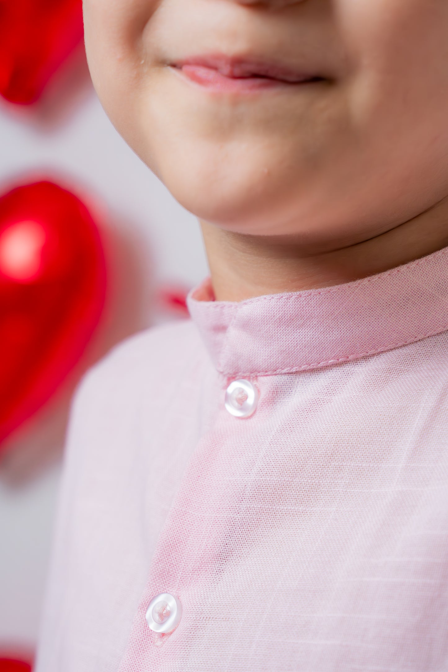 Camisa cuello mano lino rosa