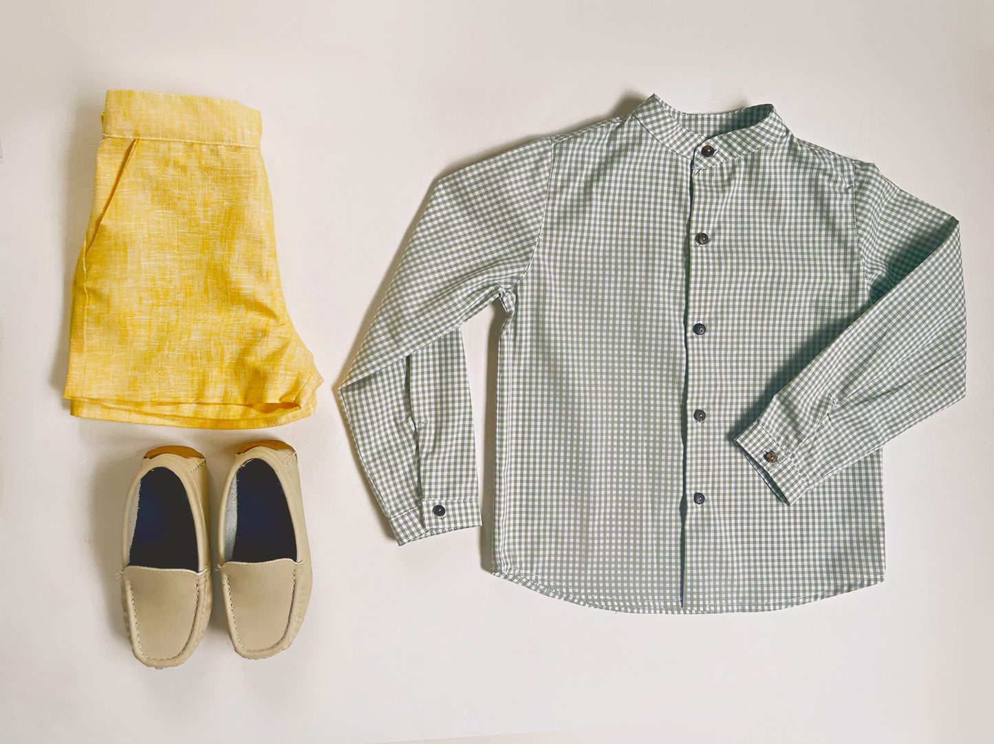 CONJUNTO CUELLO MAO CUADROS OLIVA