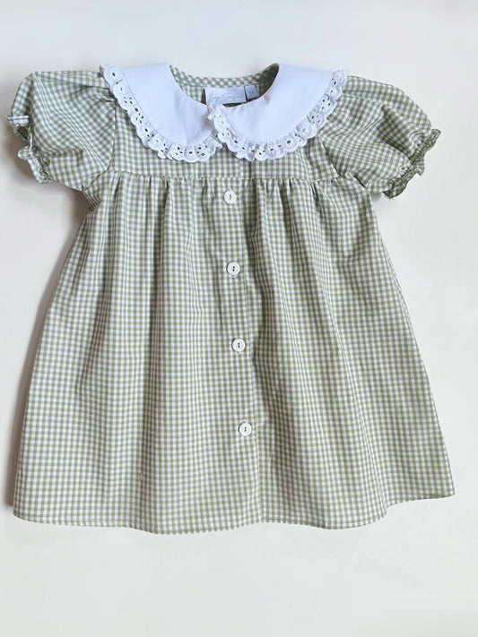 VESTIDO BATA CUADROS OLIVA
