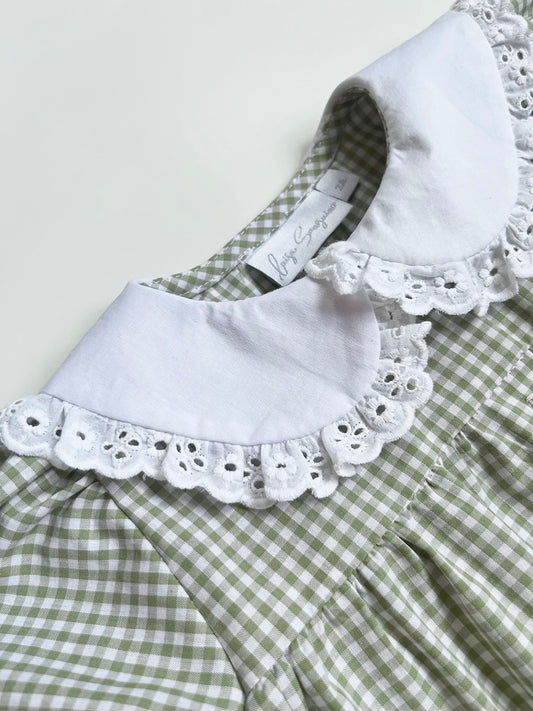 VESTIDO BATA CUADROS OLIVA