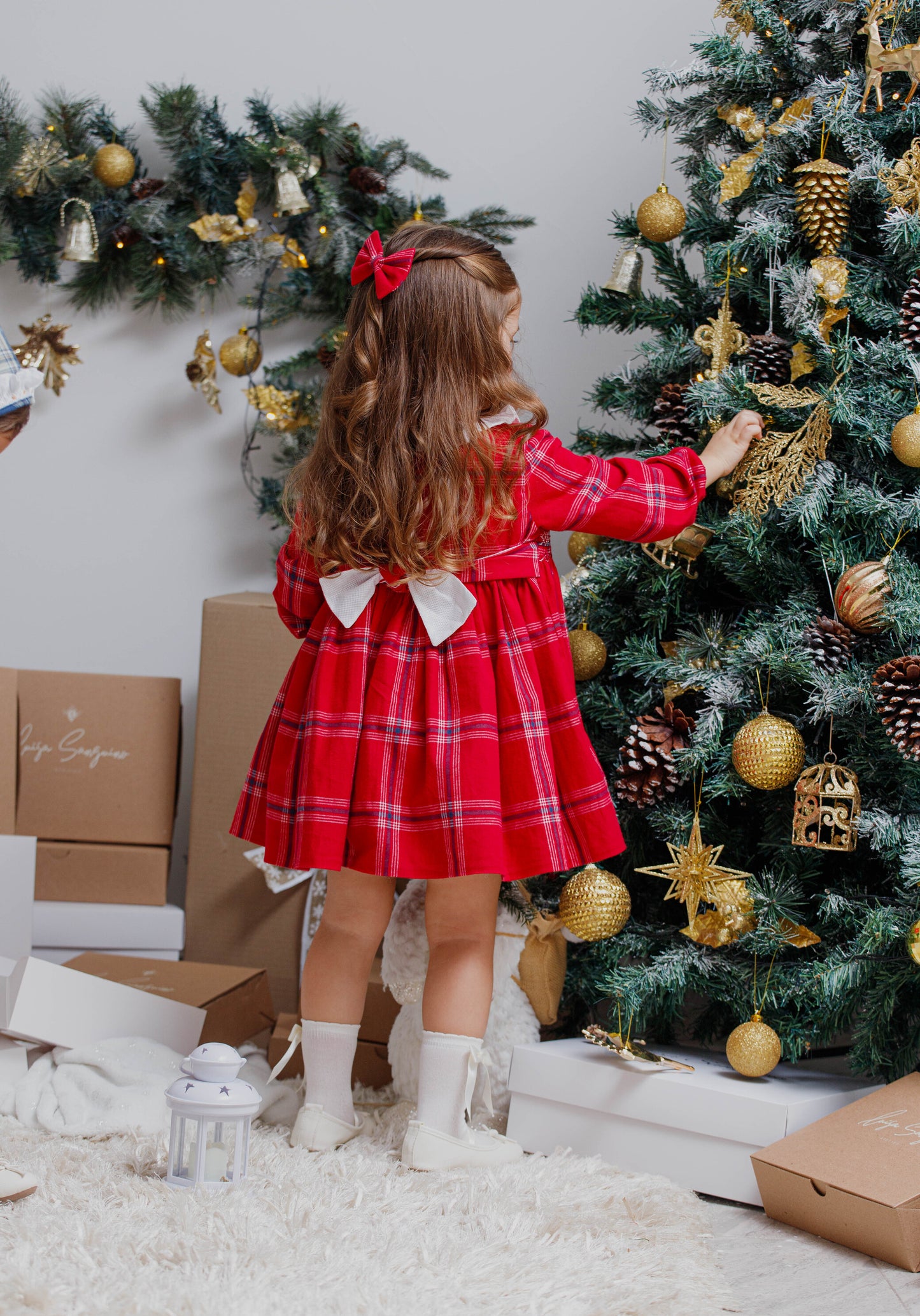 Vestido ingles cuadros rojos