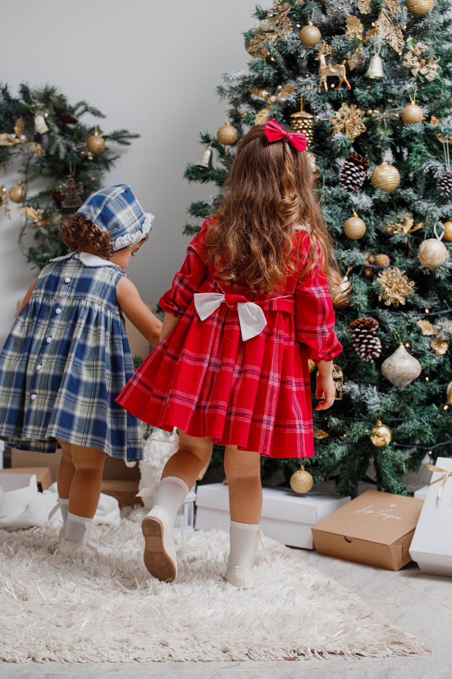 Vestido ingles cuadros rojos