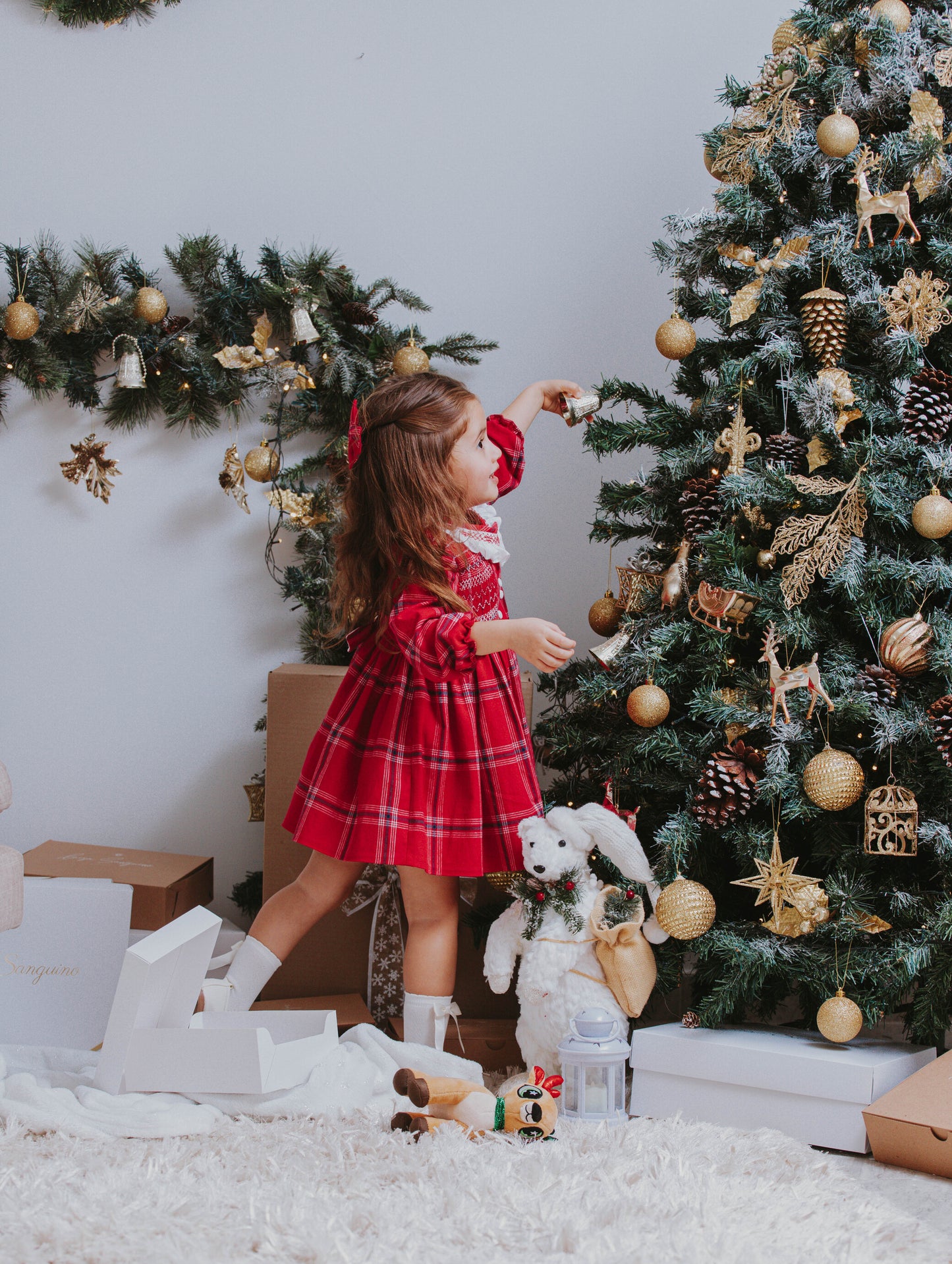 Vestido ingles cuadros rojos