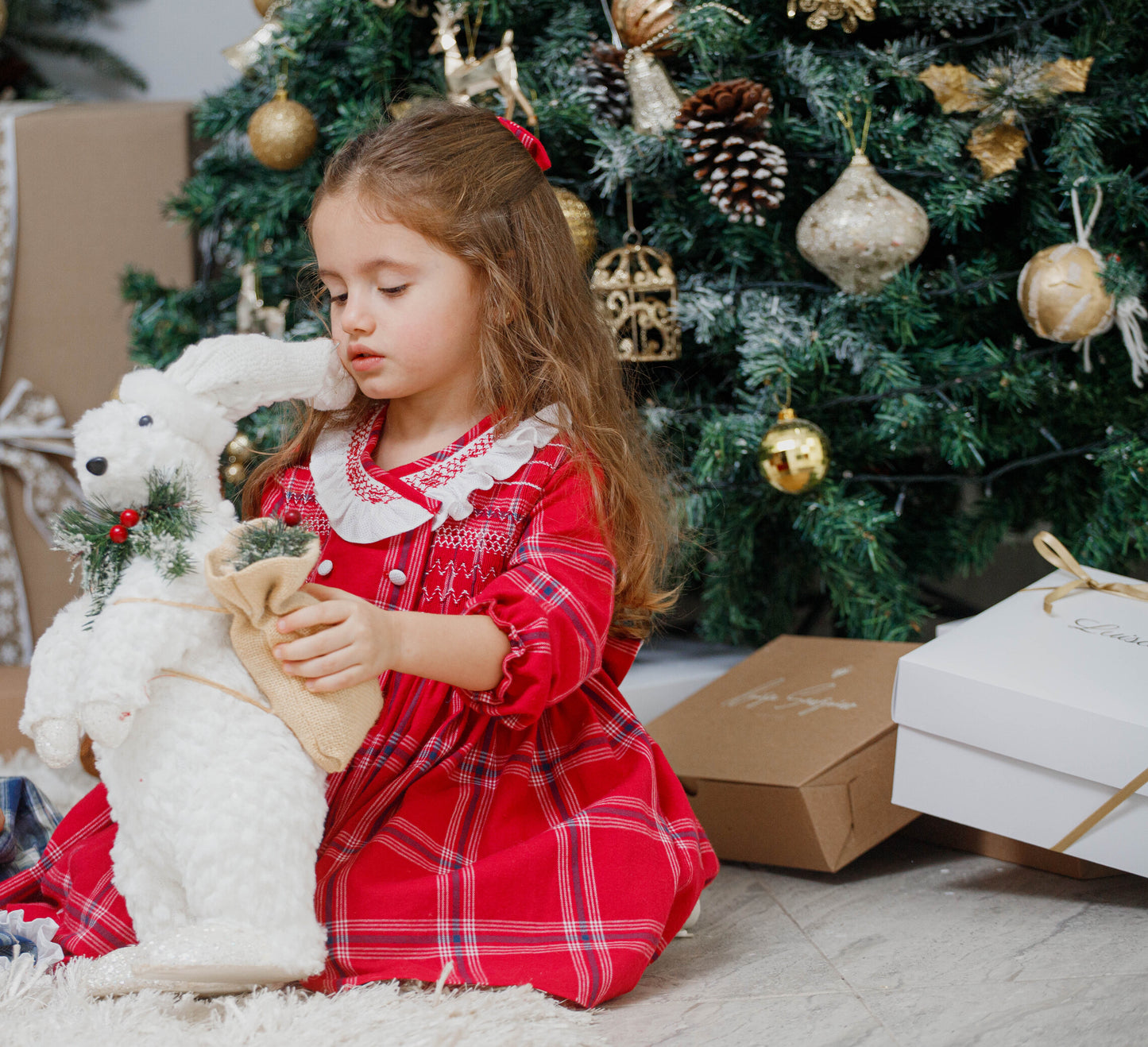Vestido ingles cuadros rojos