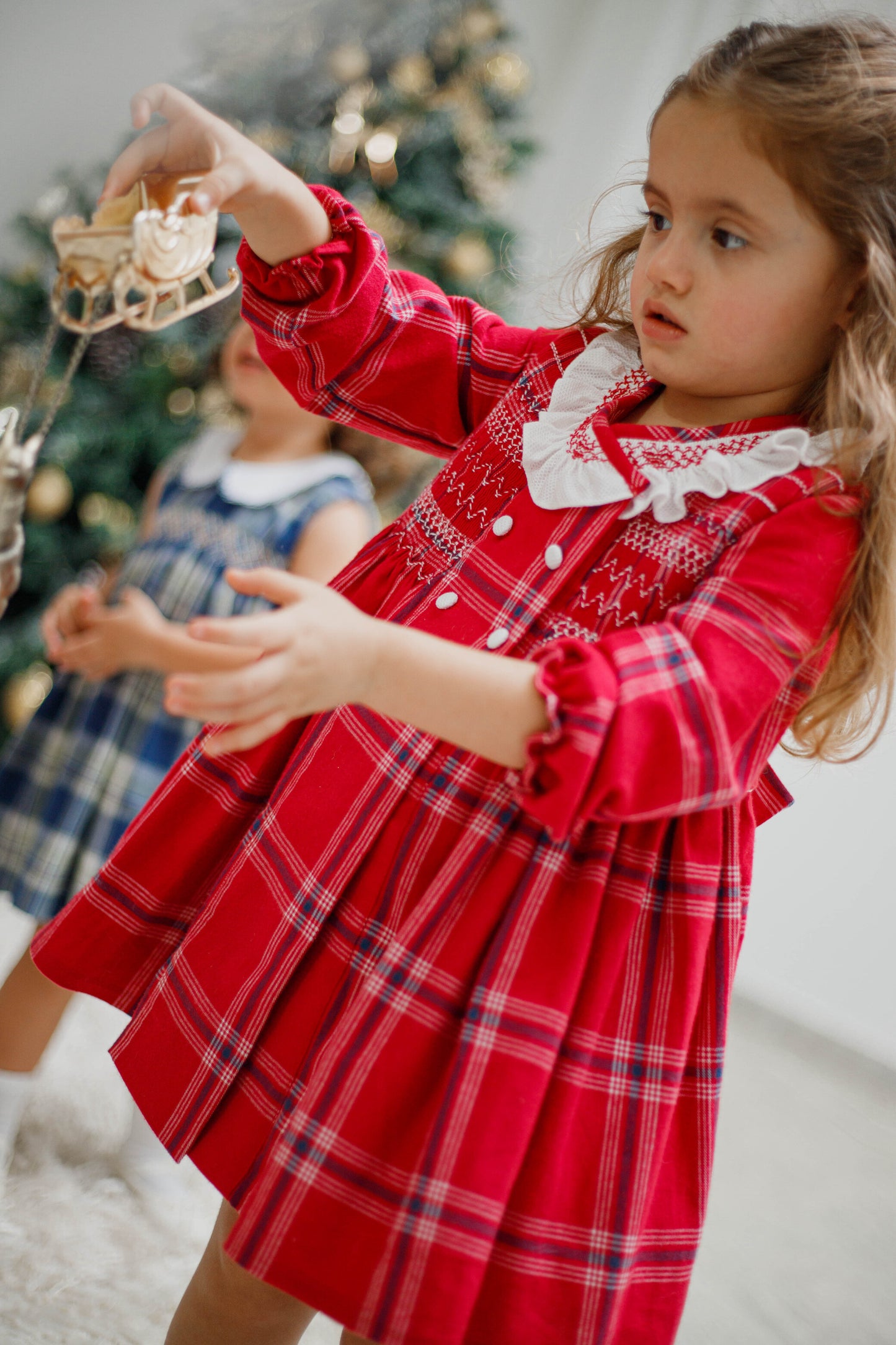 Vestido ingles cuadros rojos