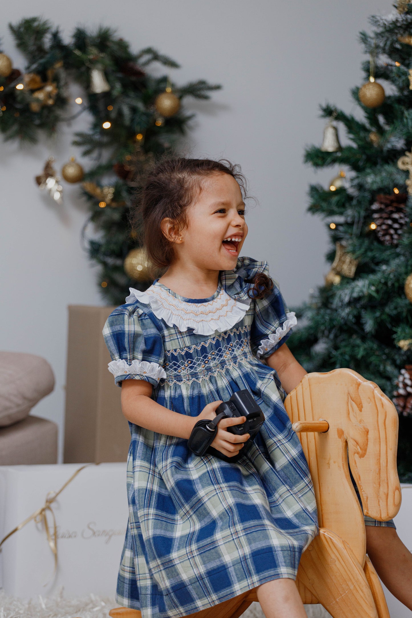 Vestido nido cuadro escoses azul