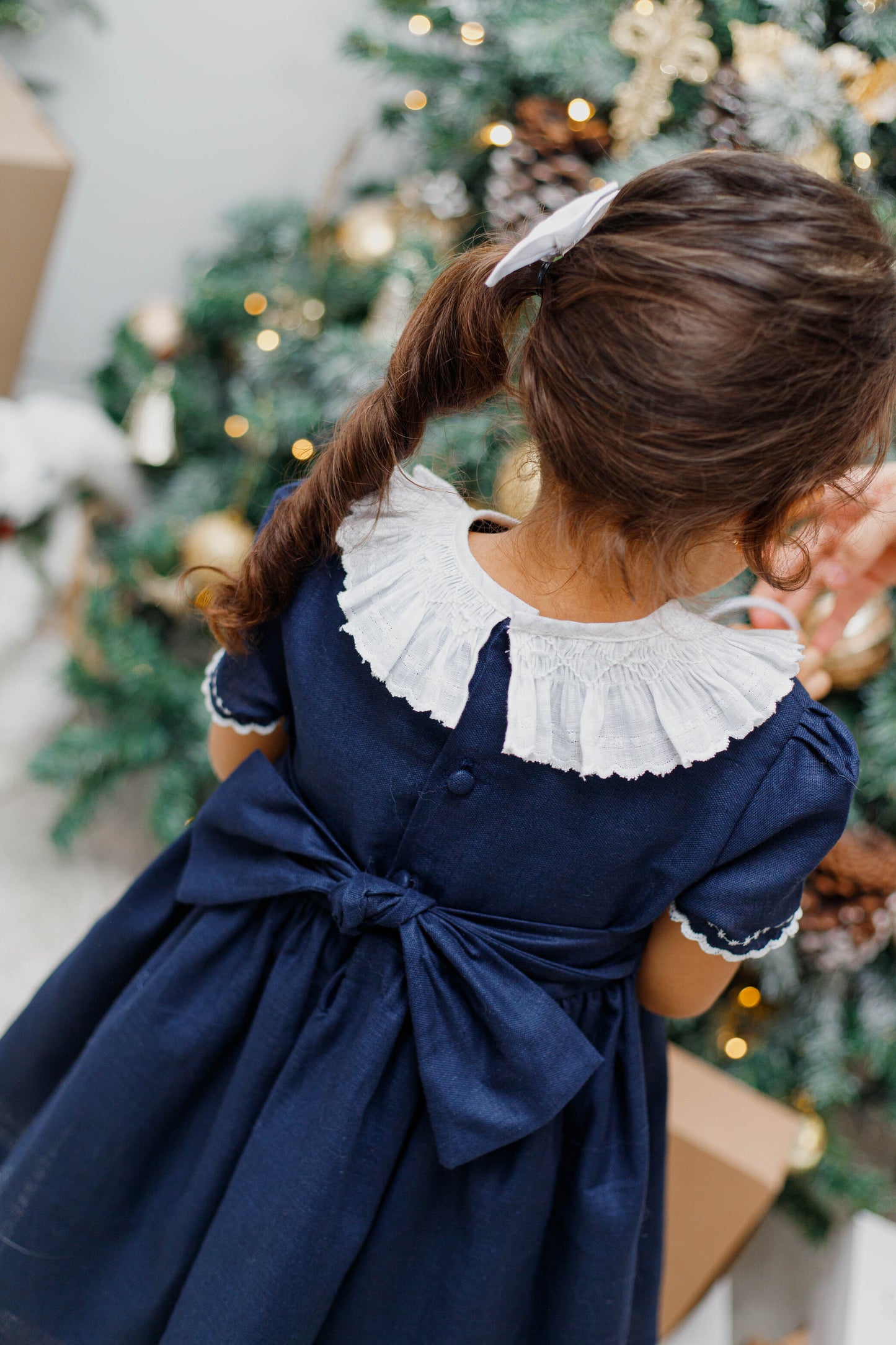 Vestido lino azul turquí