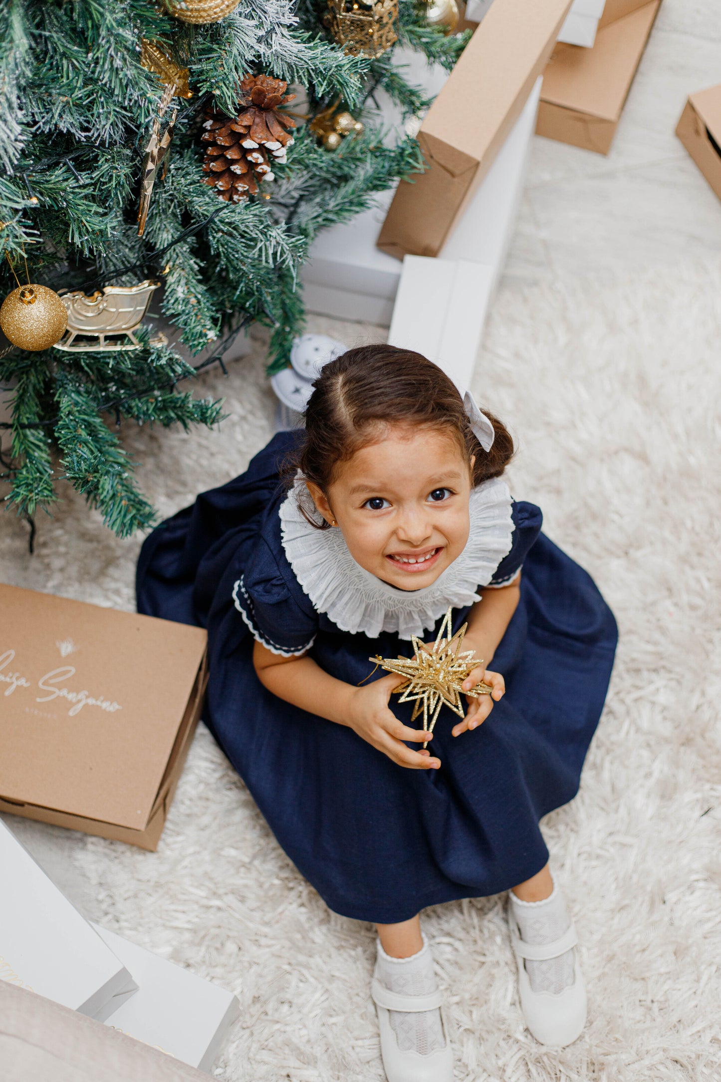 Vestido lino azul turquí