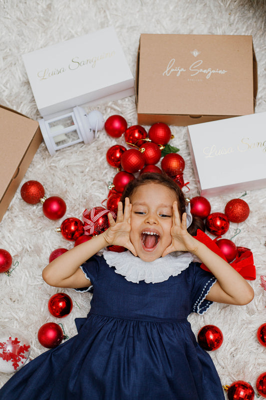 Vestido lino azul turquí