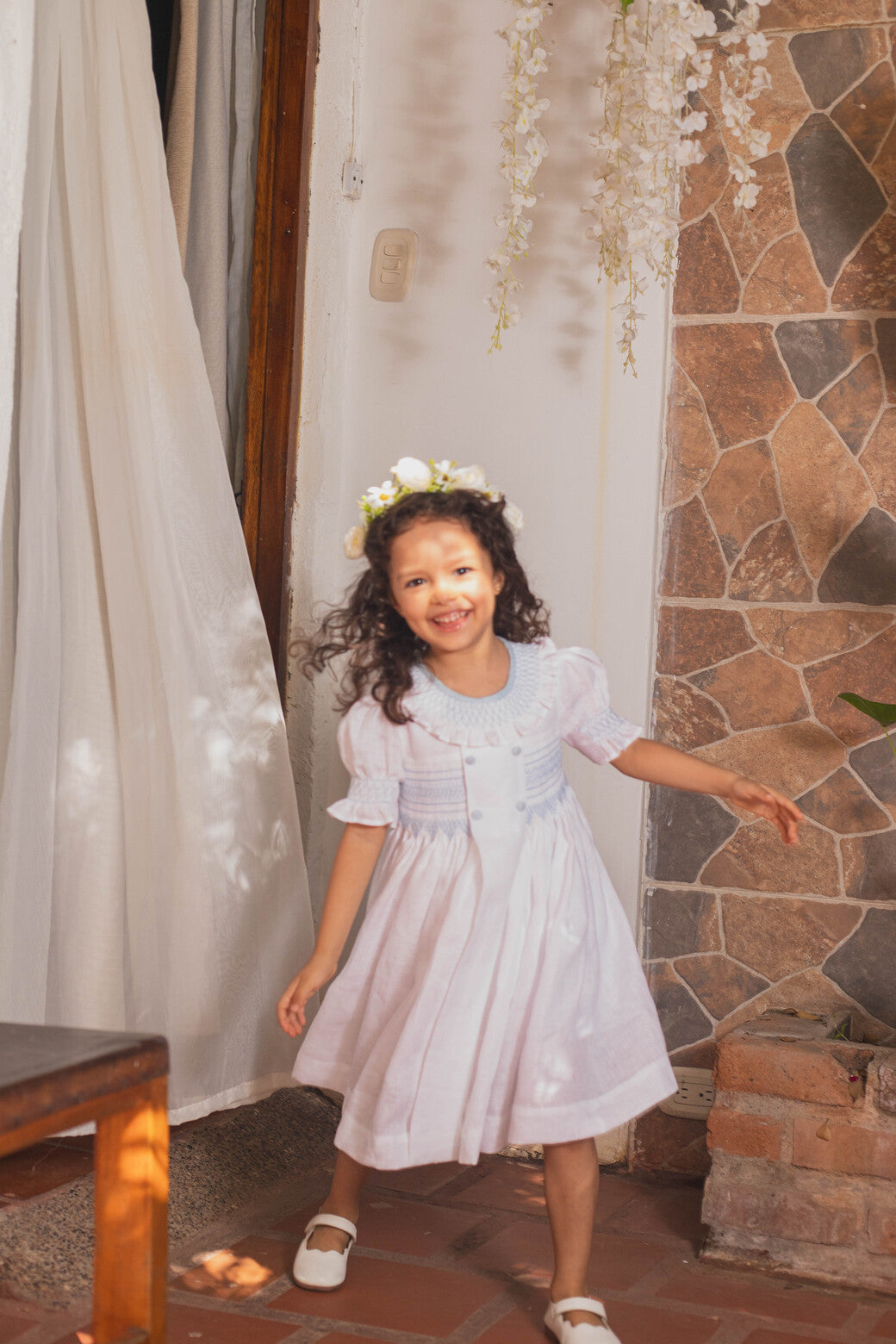 Vestido ceremonia nido de abeja