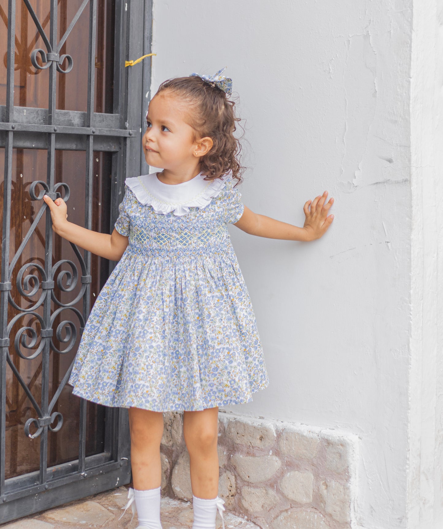 Vestido nido de abeja estampado Angélica