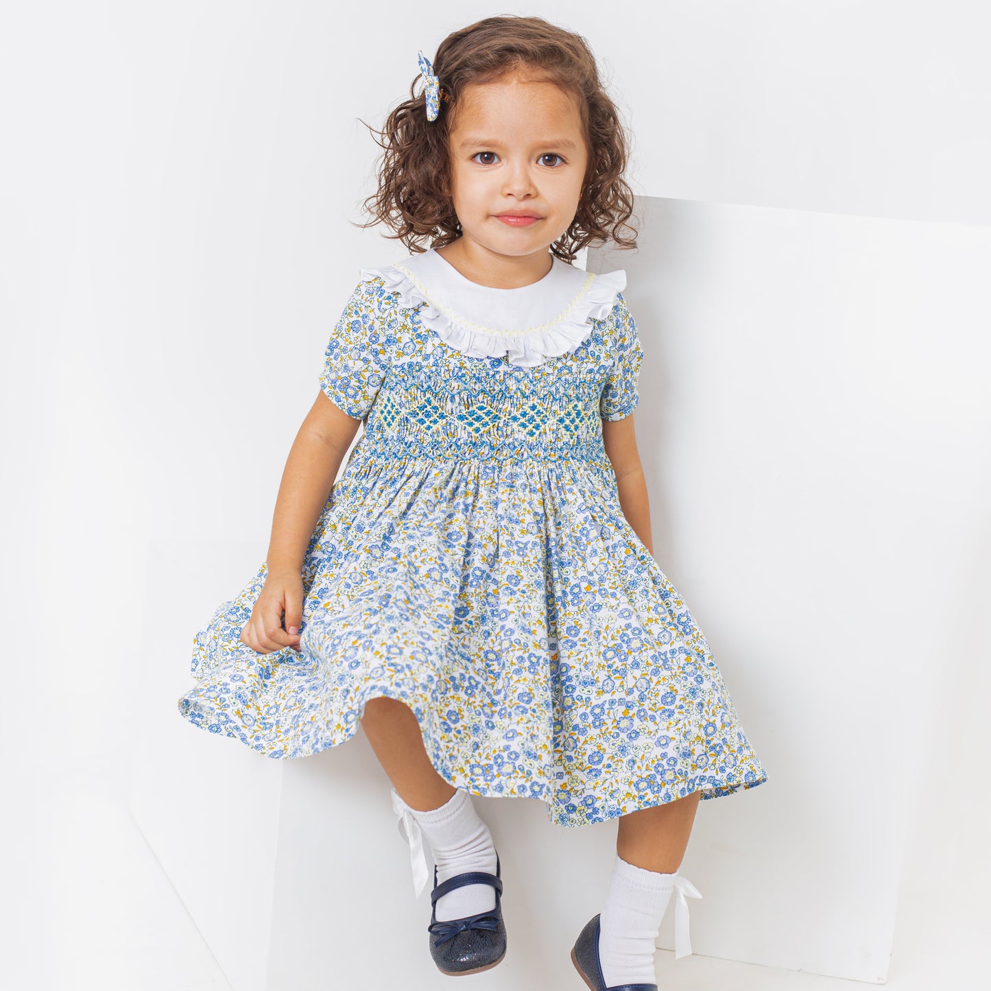 Vestido nido de abeja estampado Angélica