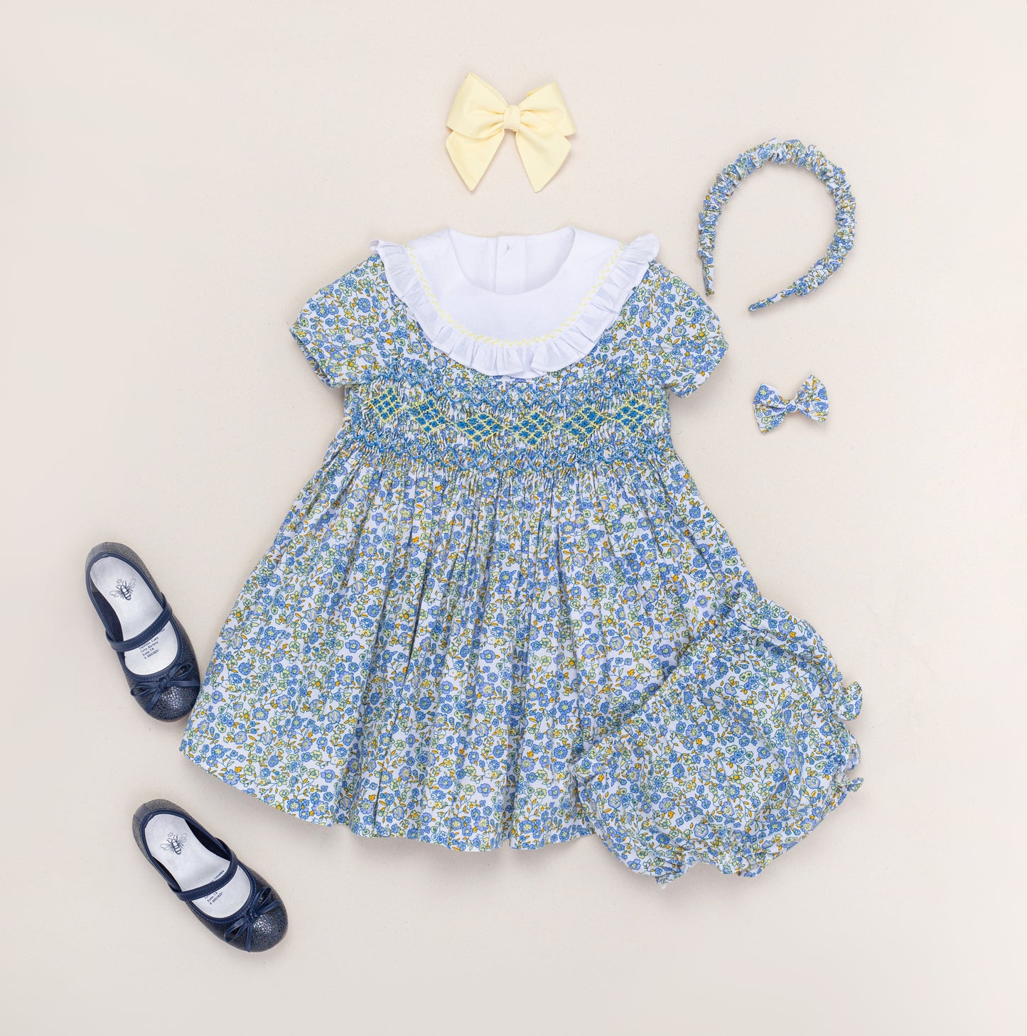 Vestido nido de abeja estampado Angélica