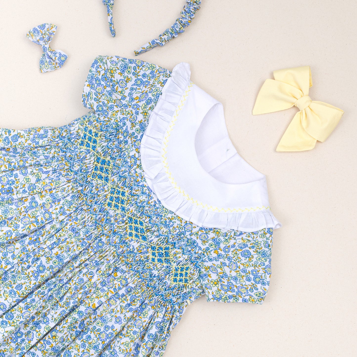 Vestido nido de abeja estampado Angélica