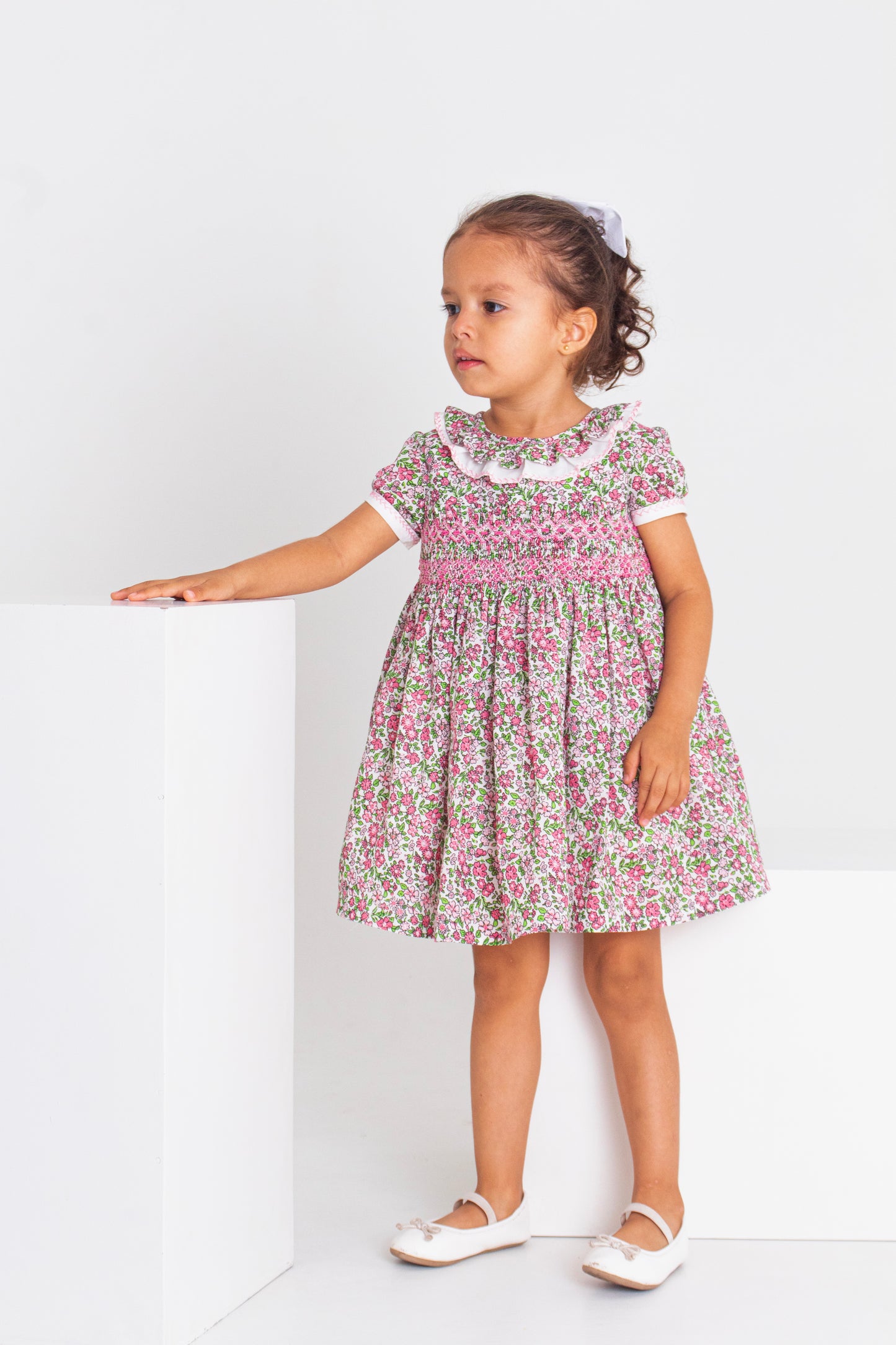 Vestido nido de abeja estampado