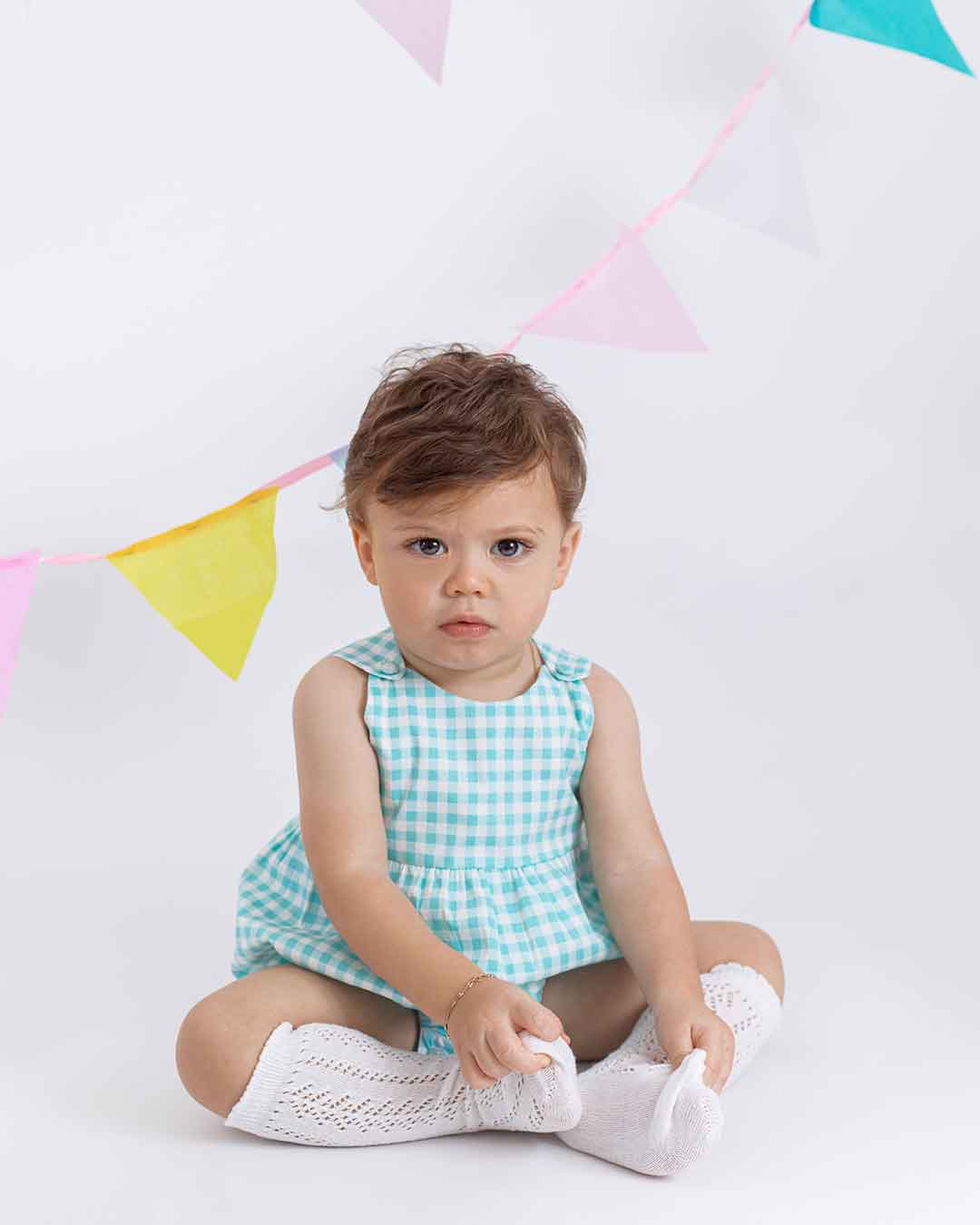 Pelele Bebe Cuadros Aqua