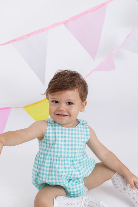 Pelele Bebe Cuadros Aqua